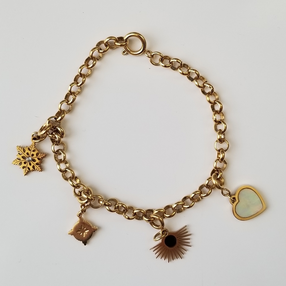 MaBoxCharm Gold Bracelet with Charms